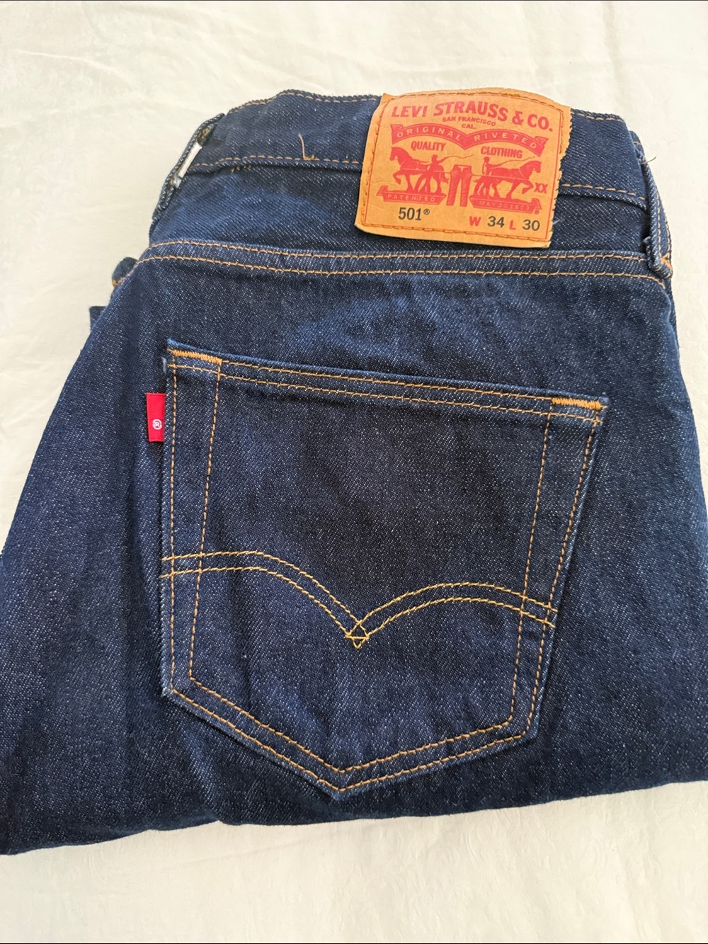 American Nostalgia LEVI Straight Leg Men's Jeans rare blank red tag waterless